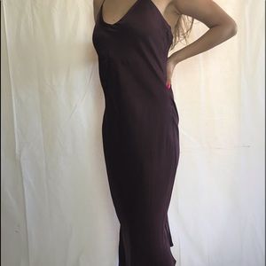 Deep purple silk midi dress